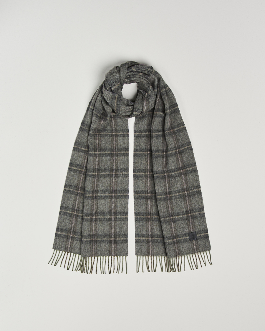 Hombres | Amanda Christensen Wool Checked Scarf Olive Melange | Amanda Christensen | Wool Checked Scarf Olive Melange