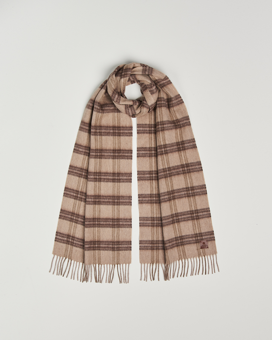 Hombres | Amanda Christensen Wool Checked Scarf Beige Melange | Amanda Christensen | Wool Checked Scarf Beige Melange