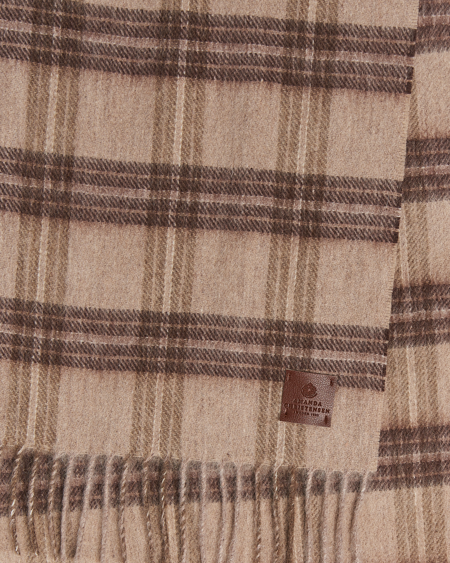 Hombres | Amanda Christensen Wool Checked Scarf Beige Melange | Amanda Christensen | Wool Checked Scarf Beige Melange