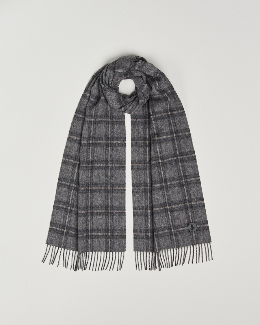 Hombres | Amanda Christensen Wool Checked Scarf Grey Melange | Amanda Christensen | Wool Checked Scarf Grey Melange