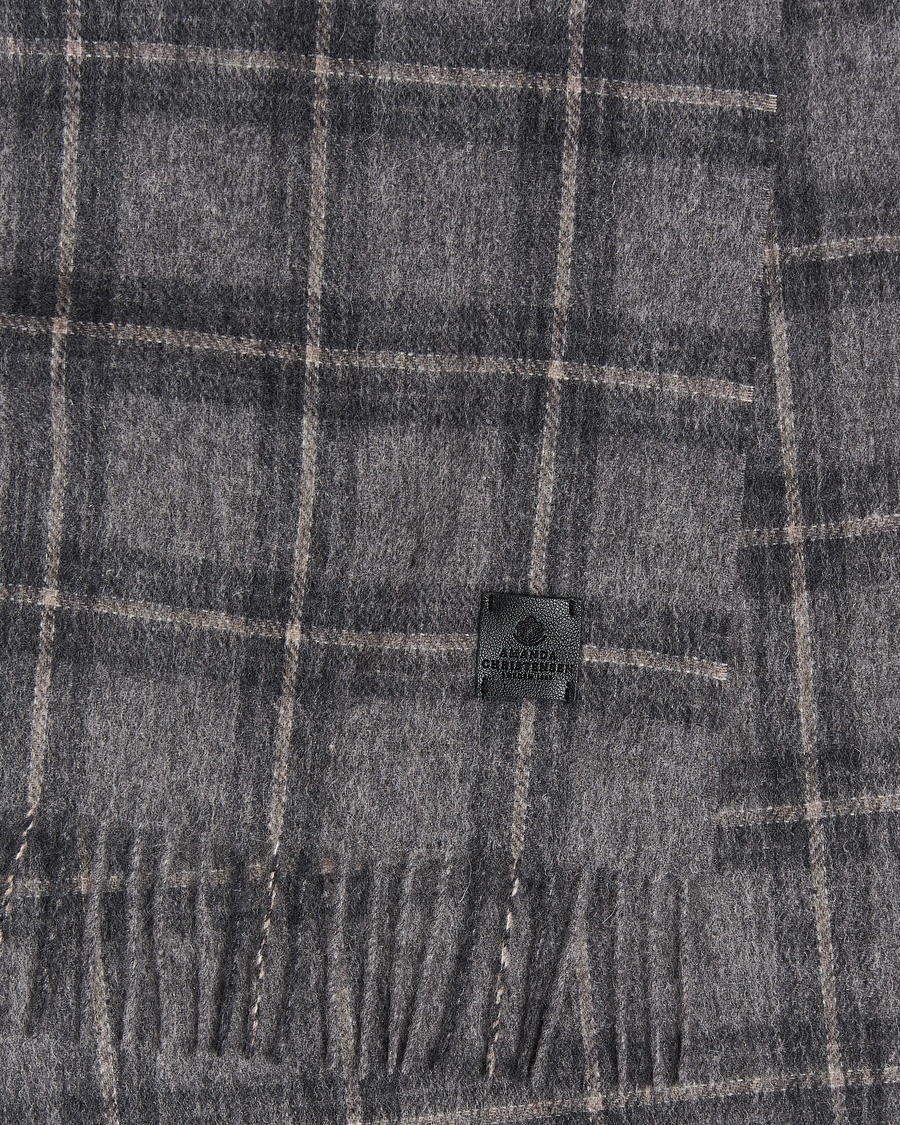 Hombres | Amanda Christensen Wool Checked Scarf Grey Melange | Amanda Christensen | Wool Checked Scarf Grey Melange