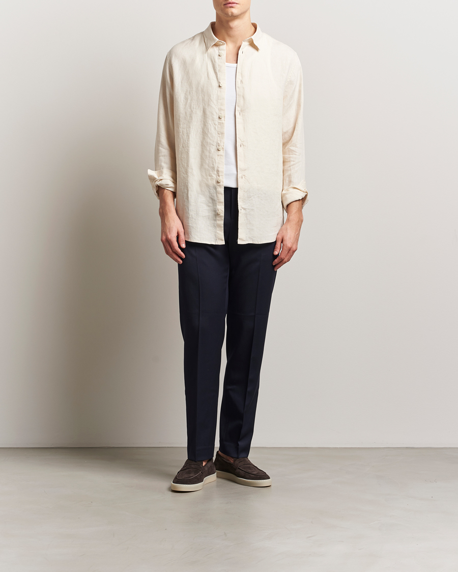 Hombres | Camisas | NN07 | Enzo Linen Shirt Ecru