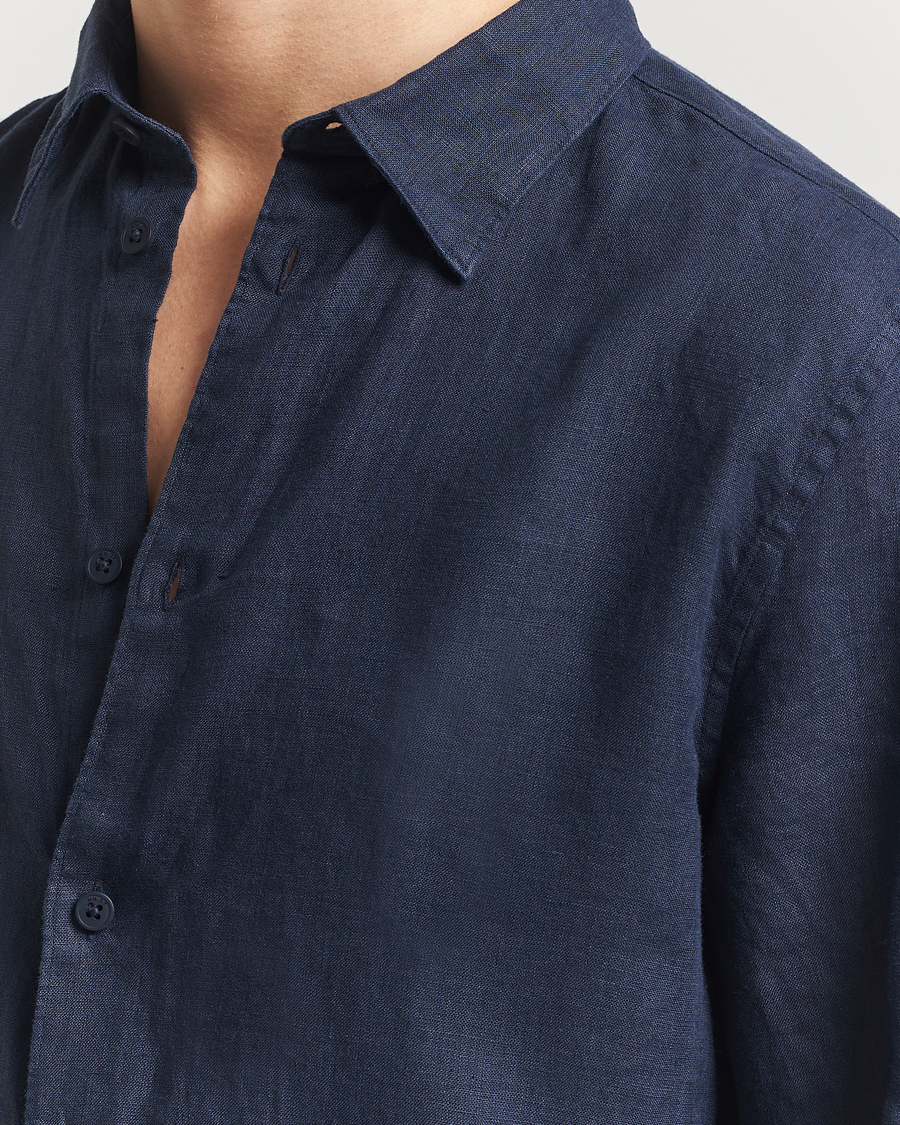 Hombres | Camisas | NN07 | Enzo Linen Shirt Navy Blue