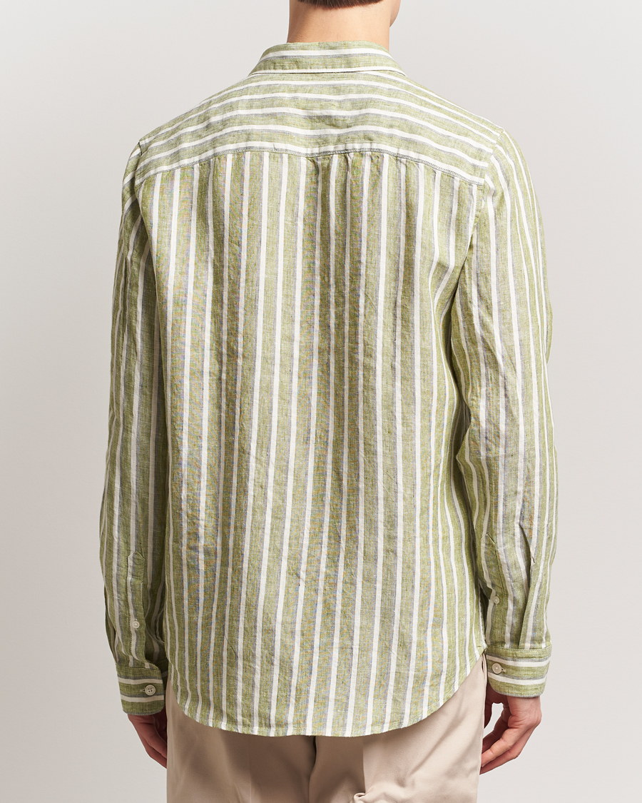 Hombres | Camisas | NN07 | Enzo Striped Linen Shirt Green Multi