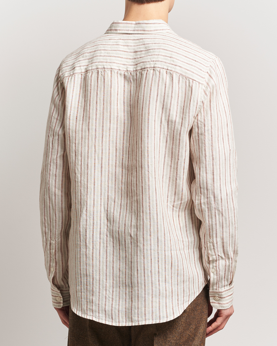 Hombres | Camisas | NN07 | Enzo Striped Linen Shirt Brown Multi