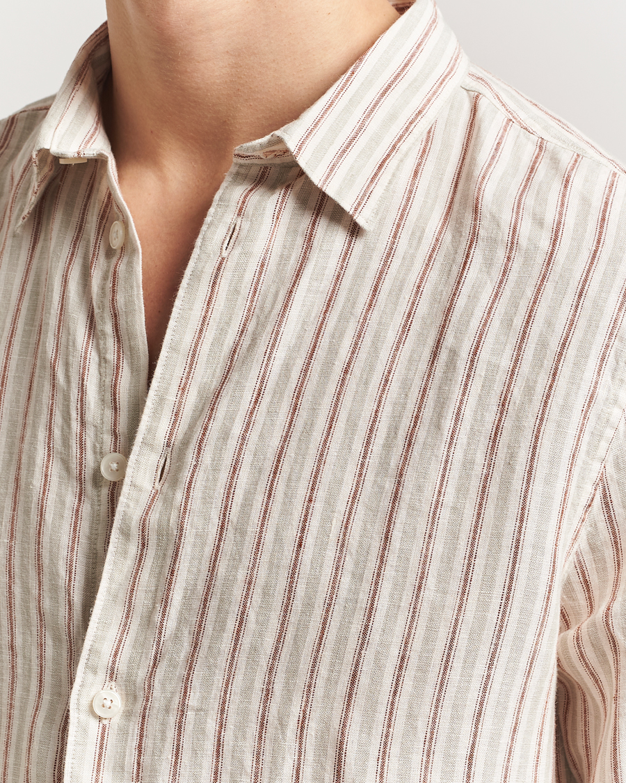 Hombres | Camisas | NN07 | Enzo Striped Linen Shirt Brown Multi