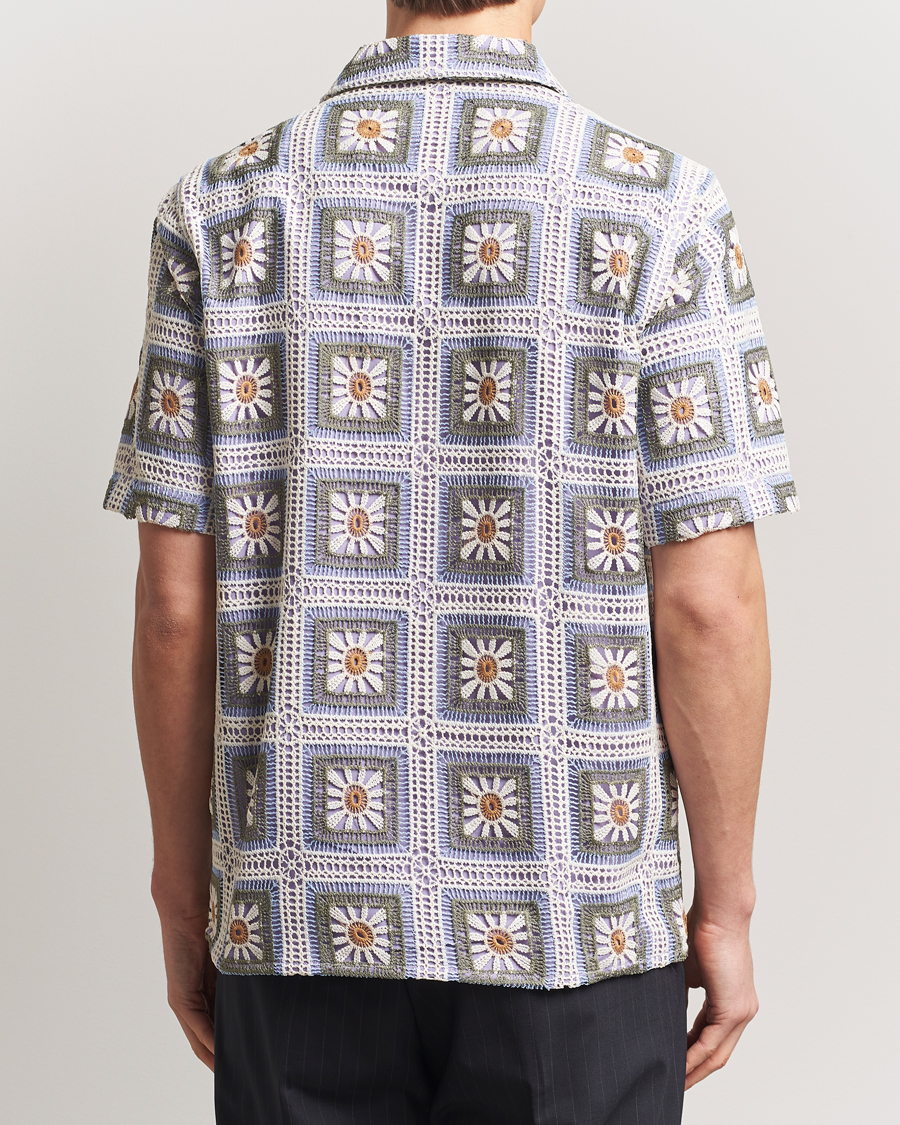 Hombres | Camisas | NN07 | Julio Crochet Flower Short Sleeve Shirt Violette Multi