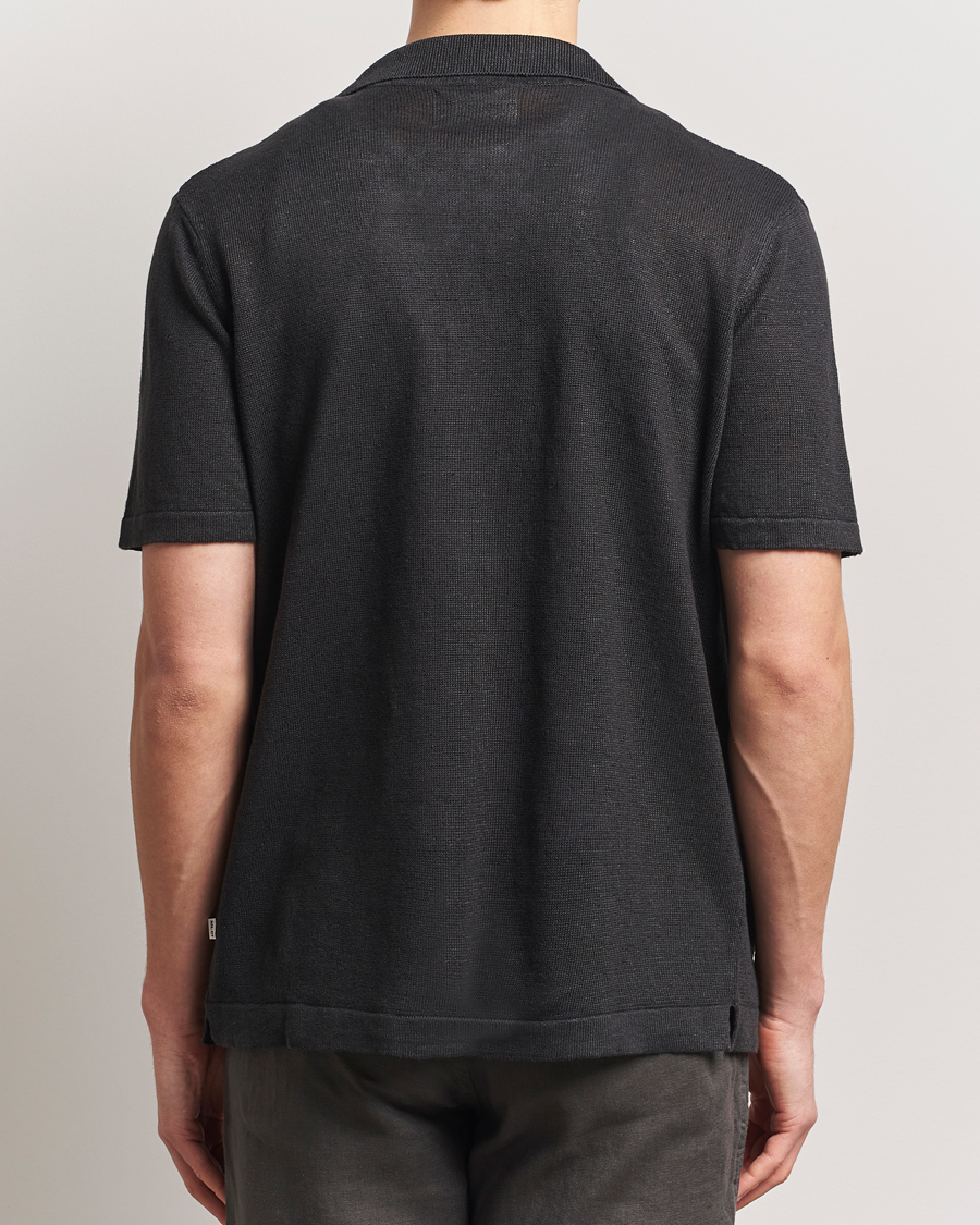 Hombres | Camisas | NN07 | Henry Printed Knitted Short Sleeve Shirt Black