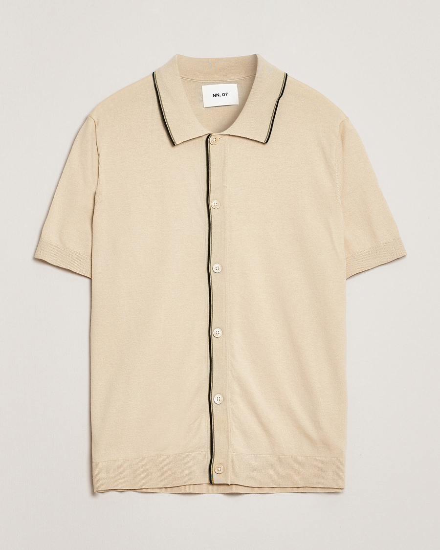 Hombres | Camisas | NN07 | Nolan Paspoal Knitted Short Sleeve Shirt Ecru