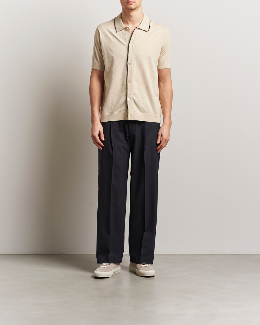 Hombres | Camisas | NN07 | Nolan Paspoal Knitted Short Sleeve Shirt Ecru