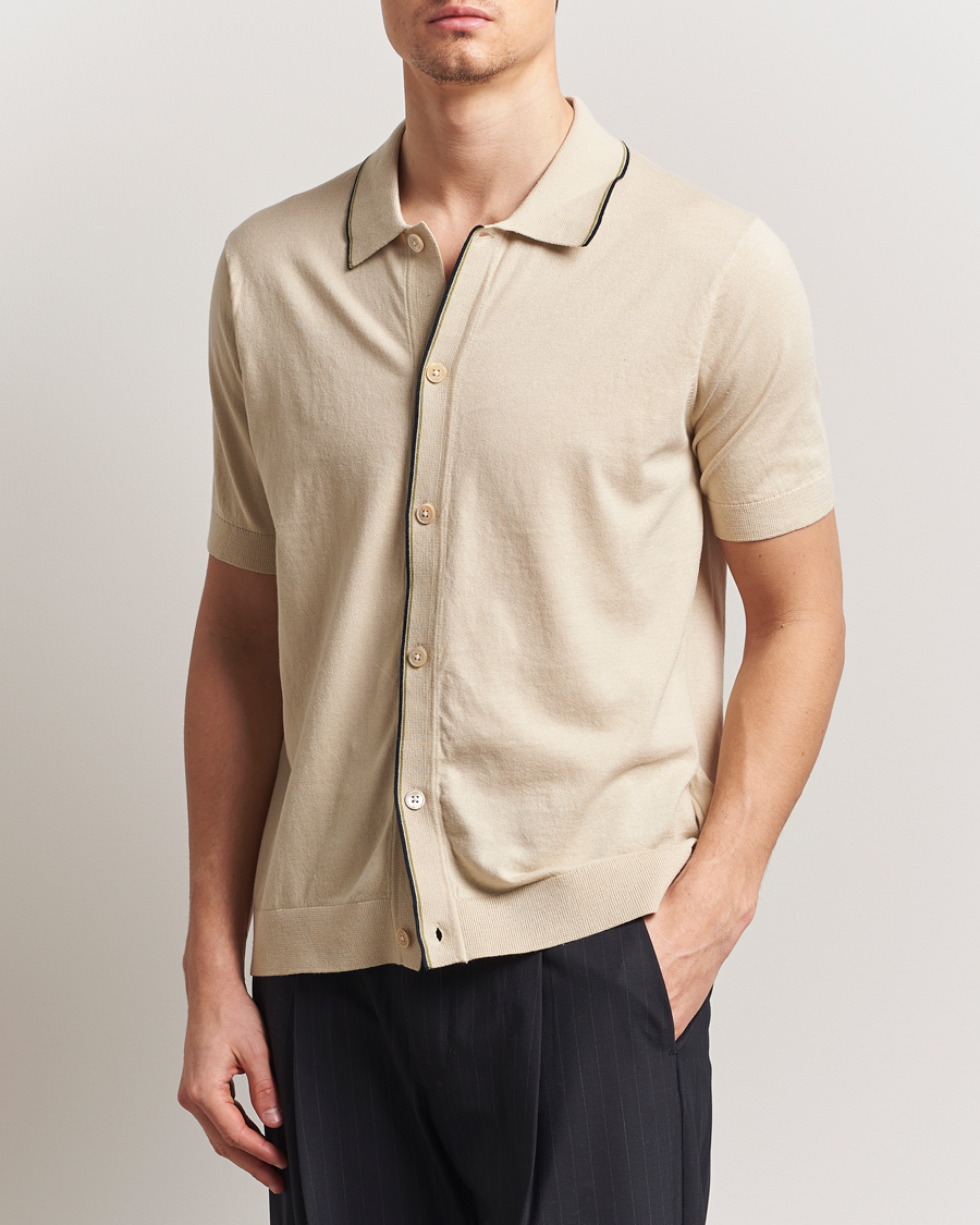 Hombres | Camisas | NN07 | Nolan Paspoal Knitted Short Sleeve Shirt Ecru