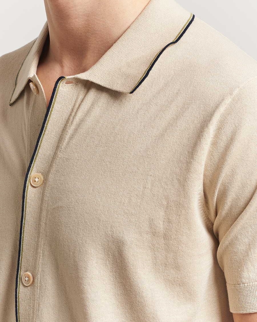 Hombres | Camisas | NN07 | Nolan Paspoal Knitted Short Sleeve Shirt Ecru