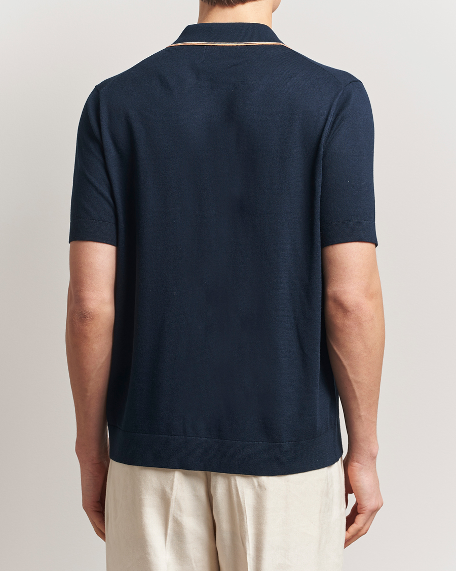 Hombres | Camisas | NN07 | Nolan Paspoal Knitted Short Sleeve Shirt Navy Blue