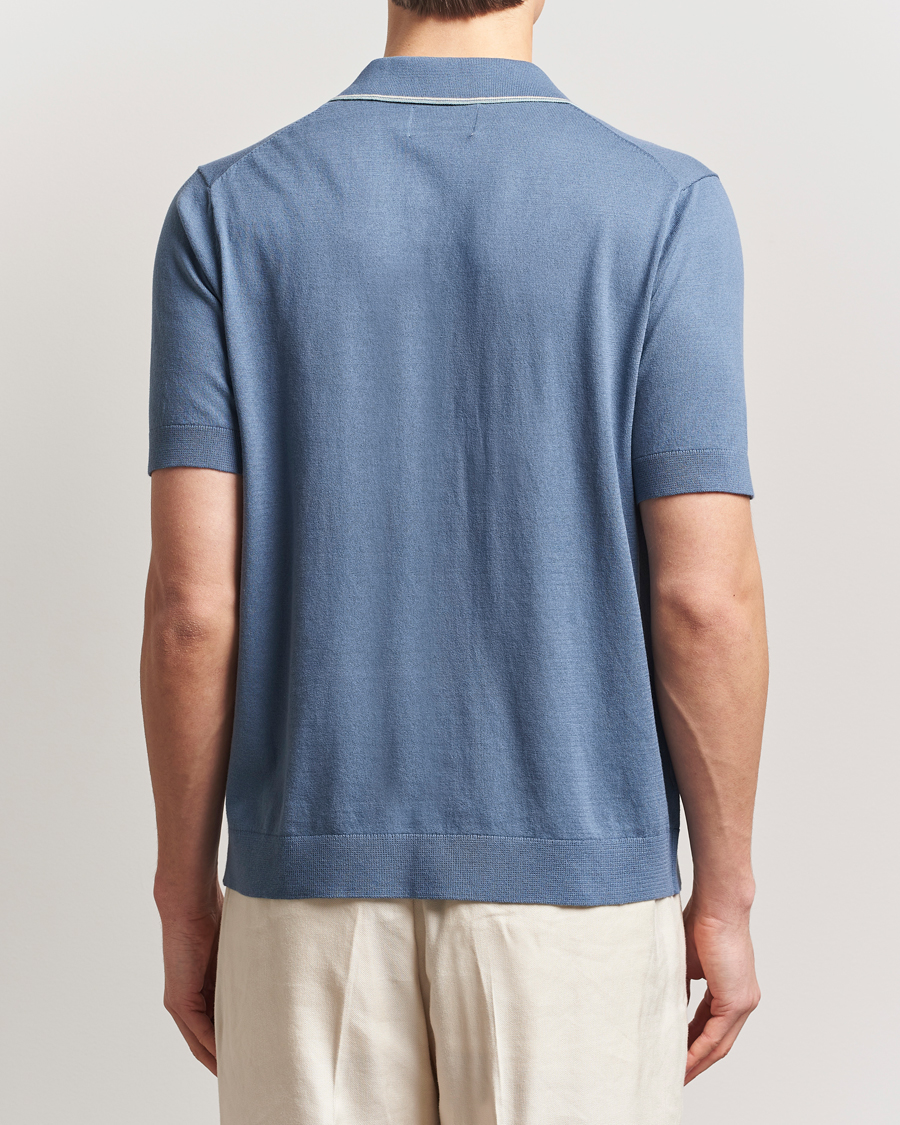 Hombres | Camisas | NN07 | Nolan Paspoal Knitted Short Sleeve Shirt Bering Blue