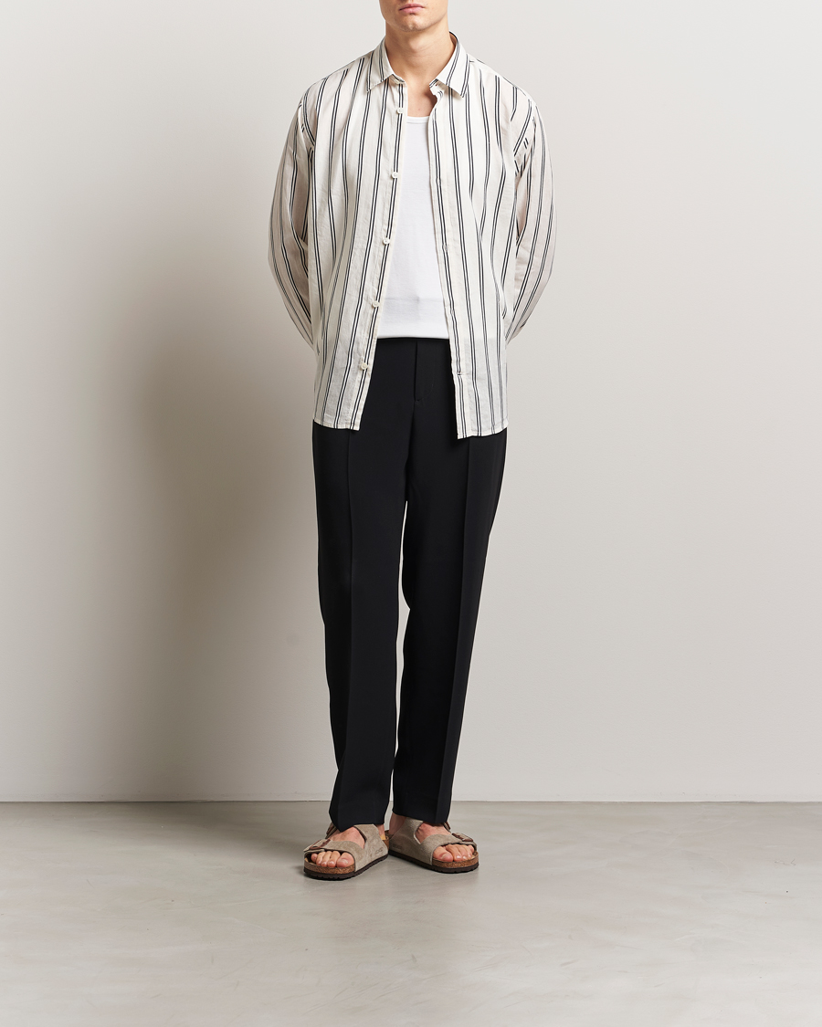 Hombres | Camisas | NN07 | Freddy Striped Cotton/Linen Shirt White/Black