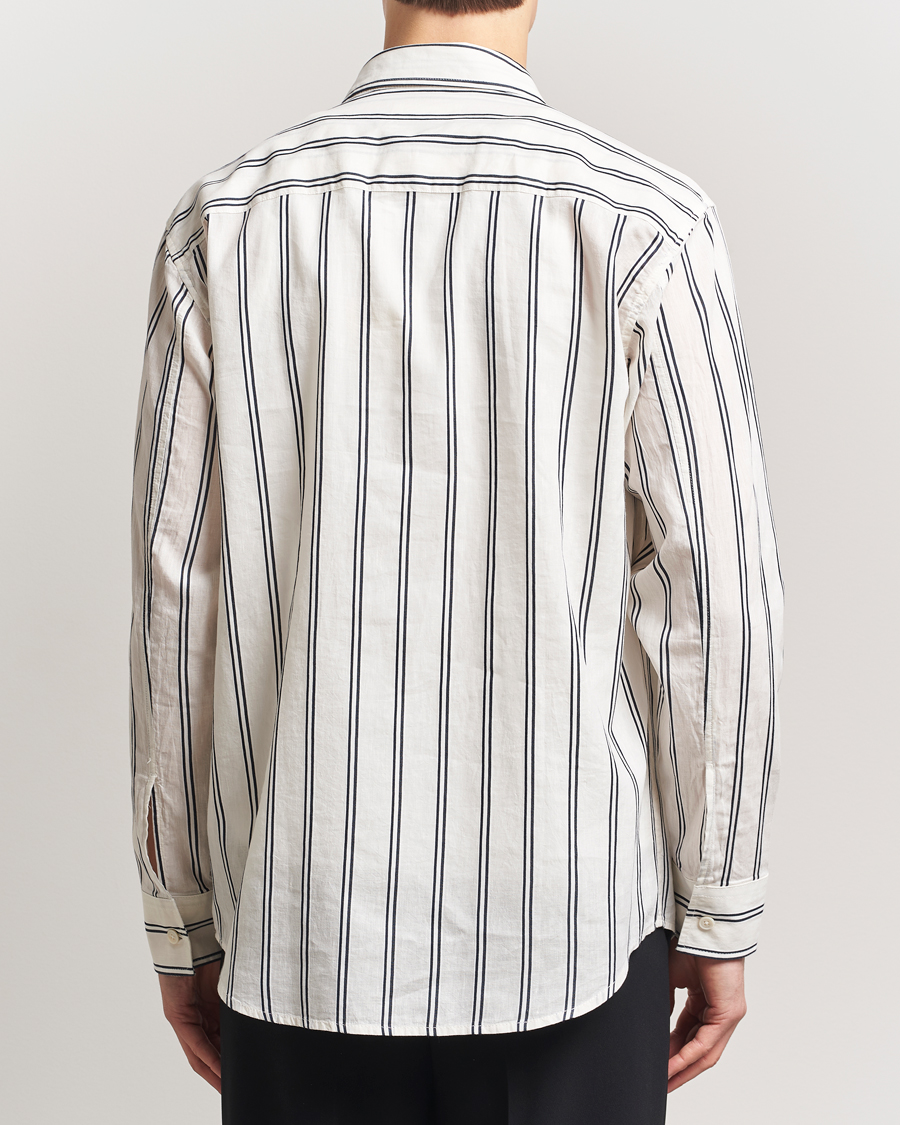 Hombres | Camisas | NN07 | Freddy Striped Cotton/Linen Shirt White/Black