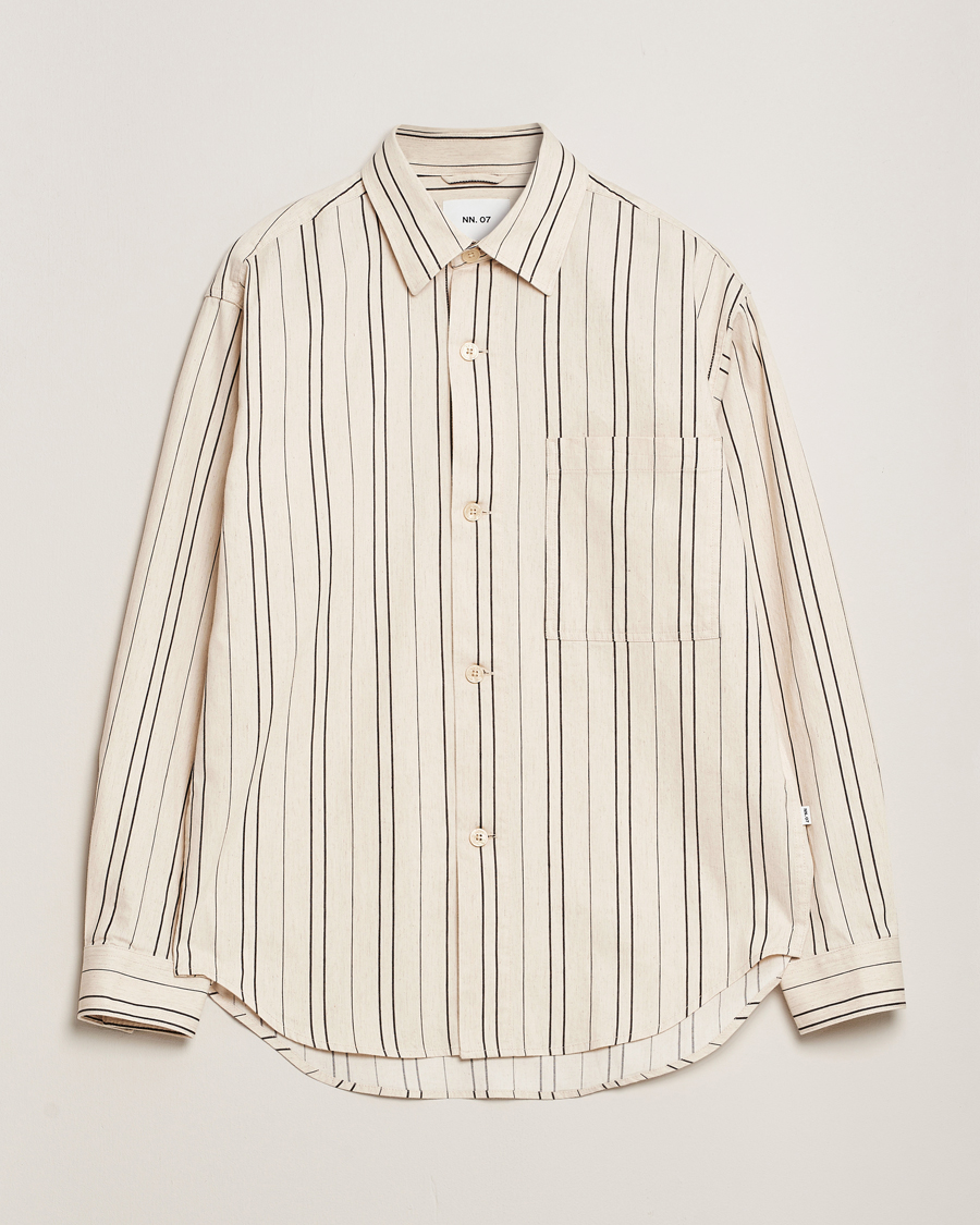 Hombres | Camisas | NN07 | Adwin Striped Overshirt Ecru/Black