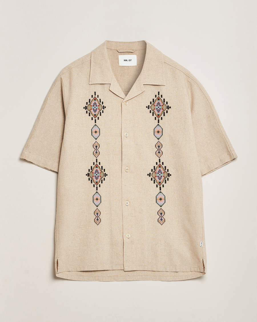 Hombres | Camisas | NN07 | Ole Printed Short Sleeve Shirt Oat