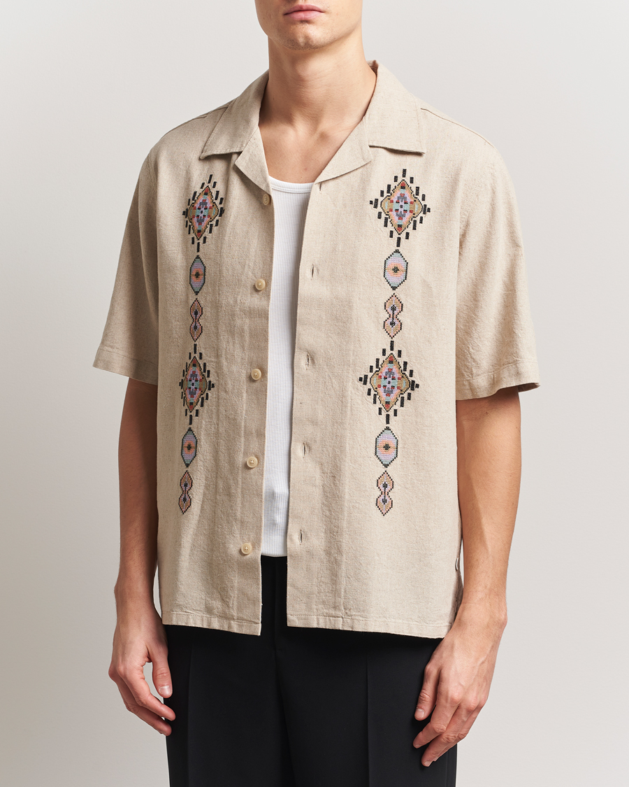 Hombres | Camisas | NN07 | Ole Printed Short Sleeve Shirt Oat