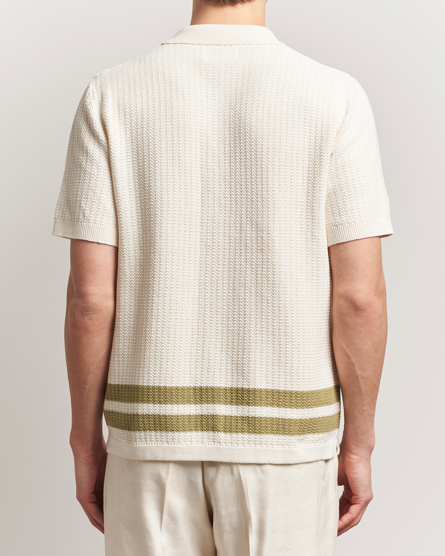 Hombres | Camisas | NN07 | Ares Knitted Short Sleeve Shirt Ivory/Green