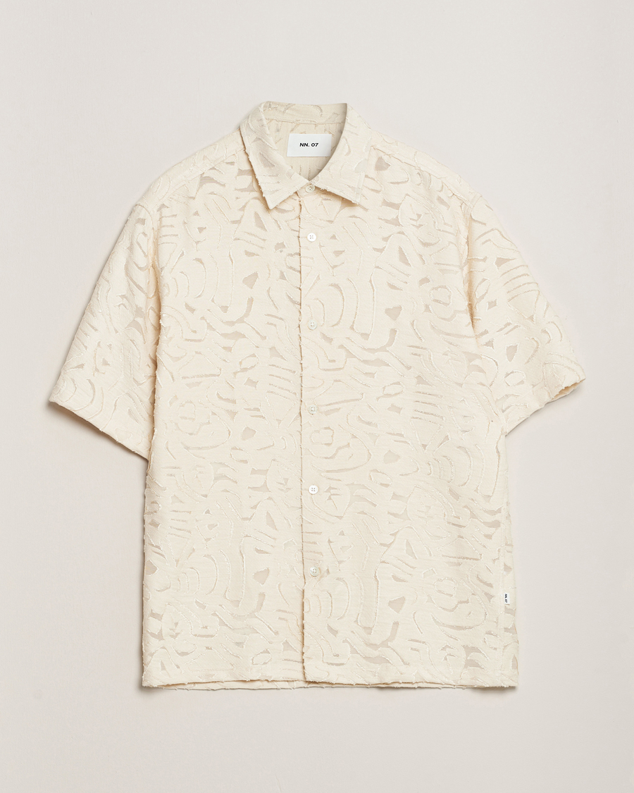 Hombres | Camisas | NN07 | Freddy Transparent Knitted Short Sleeve Shirt Ivory