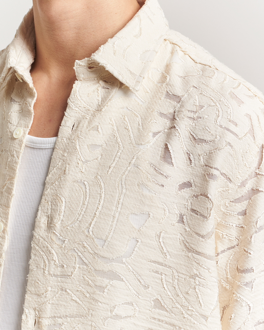 Hombres | Camisas | NN07 | Freddy Transparent Knitted Short Sleeve Shirt Ivory