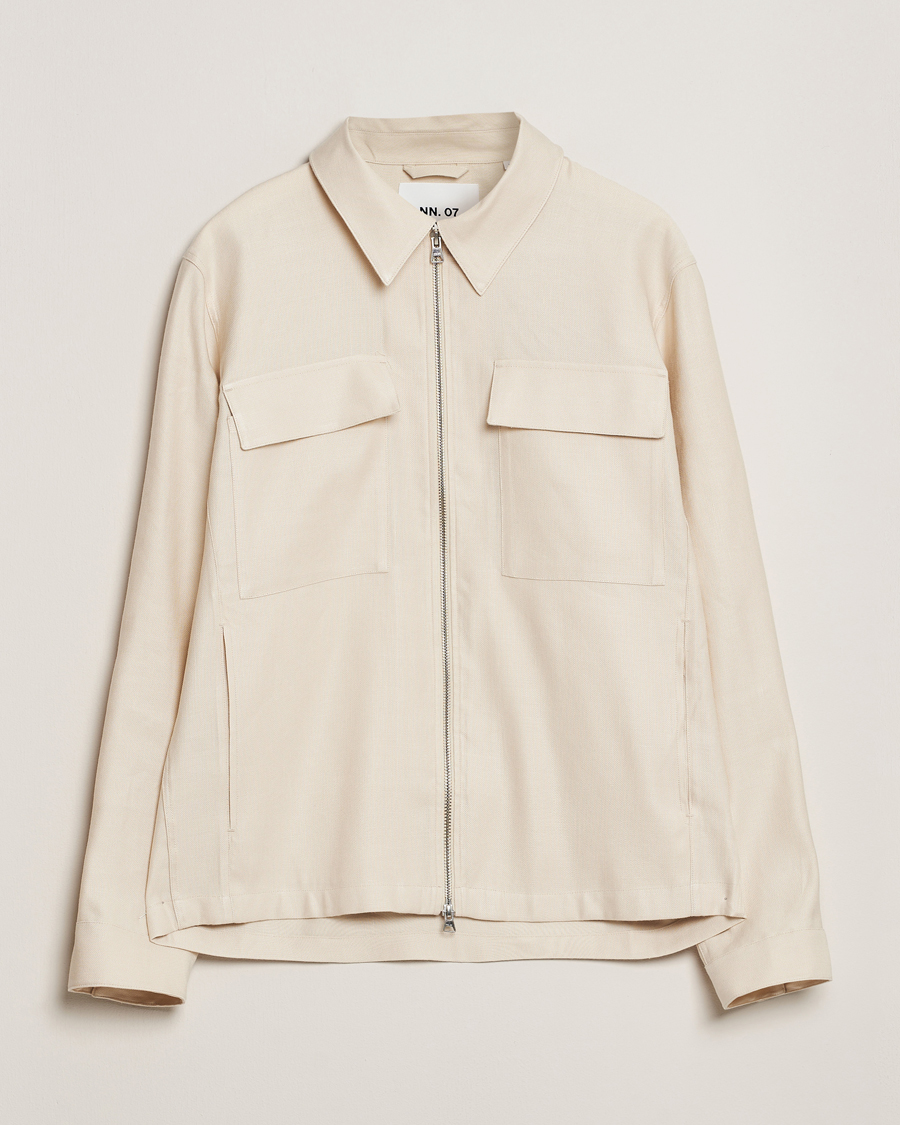 Hombres | Camisas | NN07 | Alban Cotton/Linen Overshirt Ivory
