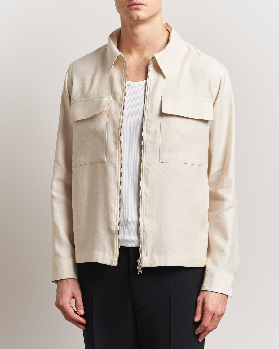 Hombres | Camisas | NN07 | Alban Cotton/Linen Overshirt Ivory