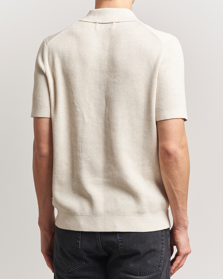 Hombres | Polos | NN07 | Hansie Half Zip Knitted Polo Ivory