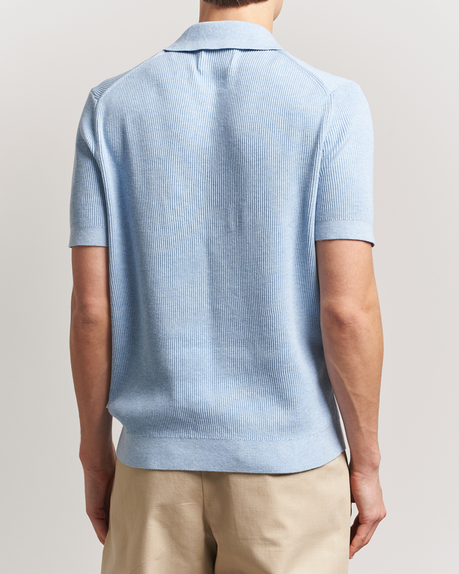 Hombres | Polos | NN07 | Hansie Half Zip Knitted Polo Cerulan Blue