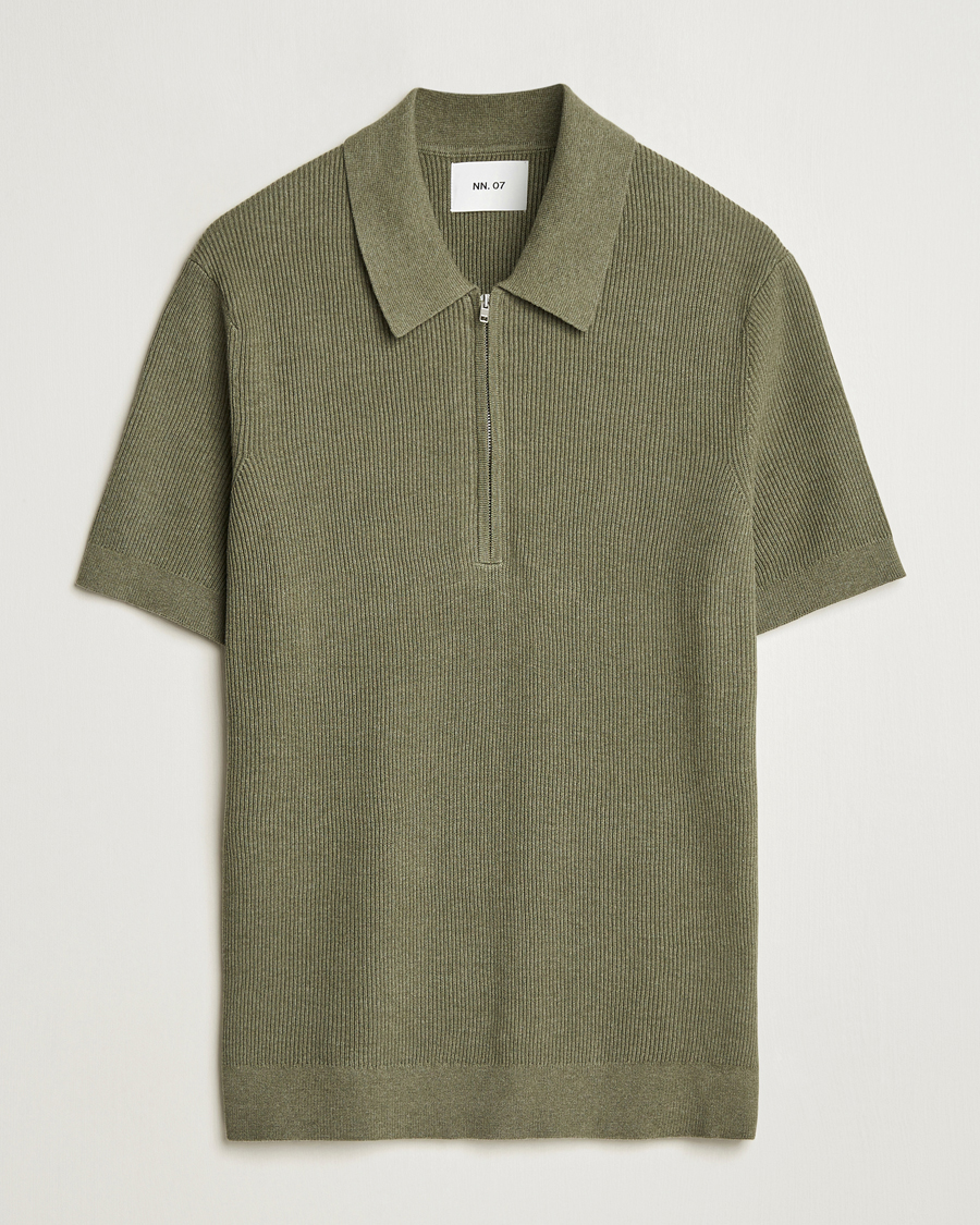 Hombres | Polos | NN07 | Hansie Half Zip Knitted Polo Capers Green
