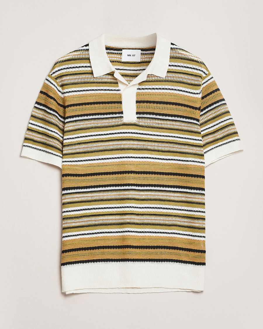 Hombres | Polos | NN07 | Noam Striped Knitted Polo Evergreen
