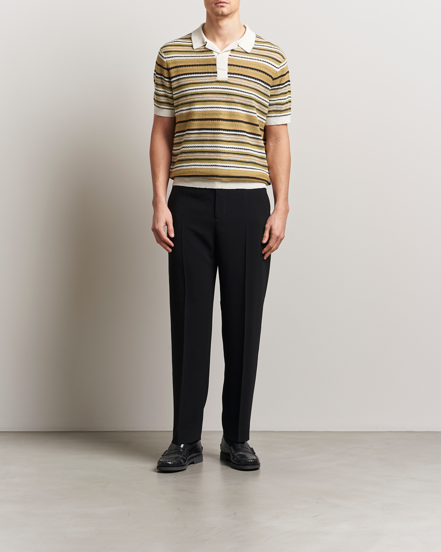 Hombres | Polos | NN07 | Noam Striped Knitted Polo Evergreen