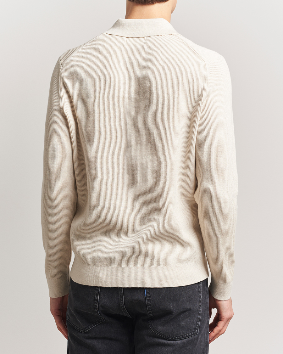 Hombres | Jerséis y prendas de punto | NN07 | Hansie Ribbed Knitted Half Zip Ivory
