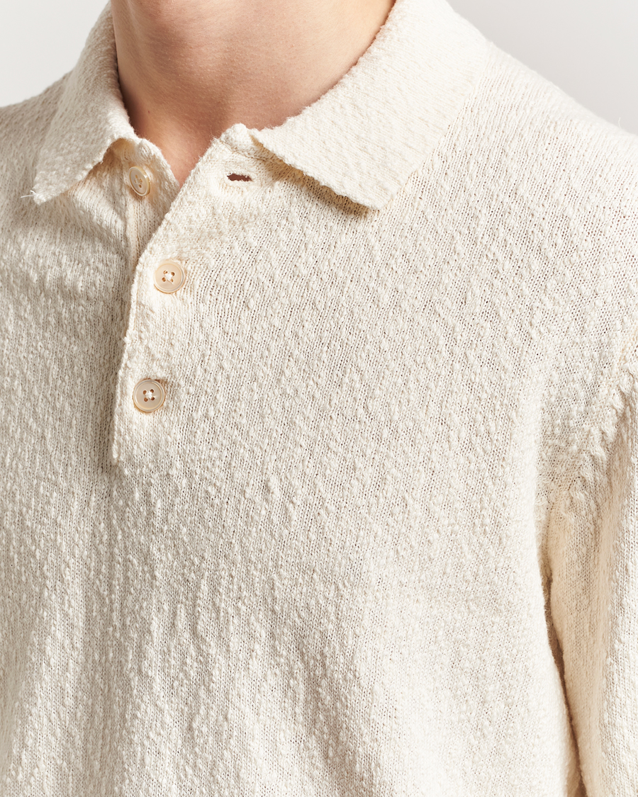 Hombres | Jerséis y prendas de punto | NN07 | Randy Knitted Long Sleeve Polo Ecru