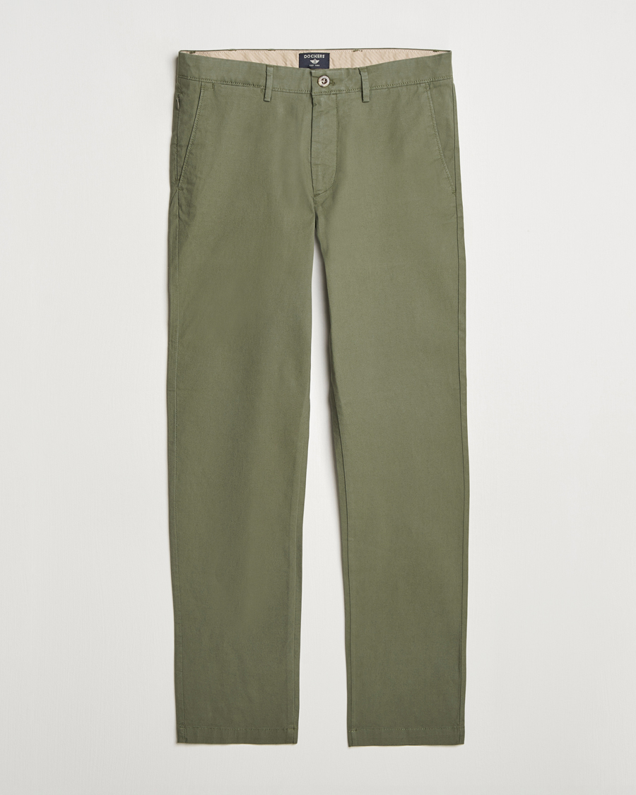 Hombres | Pantalones | Dockers | Crafted Khaki Slim Cotton/Linen Chino Teal Leaf