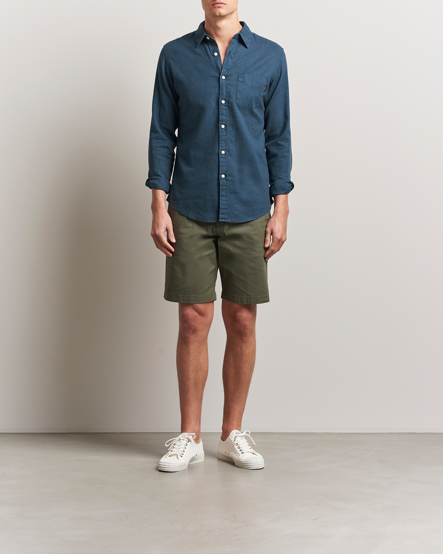 Hombres | Pantalones cortos | Dockers | Slim Cotton/Linen Shorts Teal Leaf