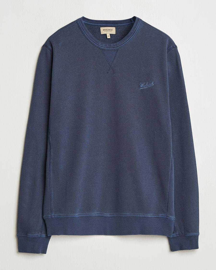 Hombres | Jerséis y prendas de punto | Woolrich | Garment Dyed Crewneck Dream Blue