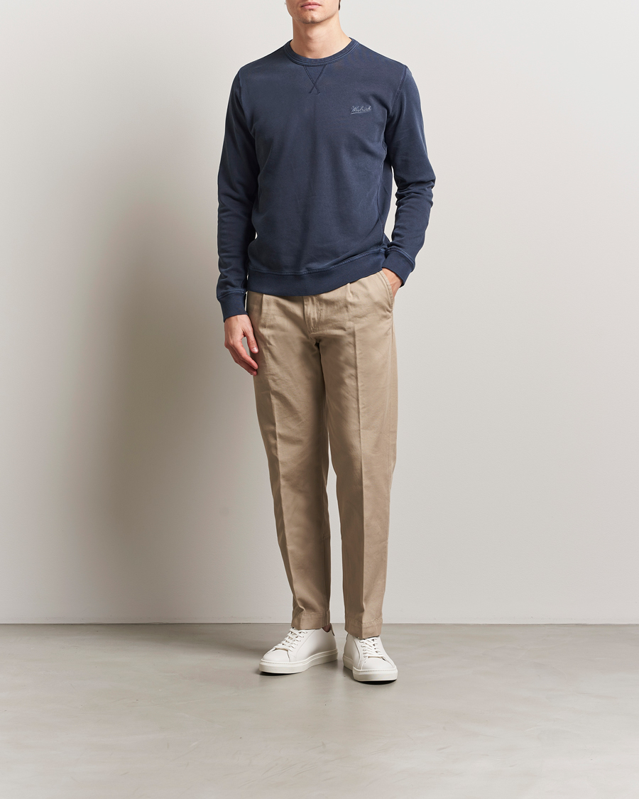 Hombres | Jerséis y prendas de punto | Woolrich | Garment Dyed Crewneck Dream Blue