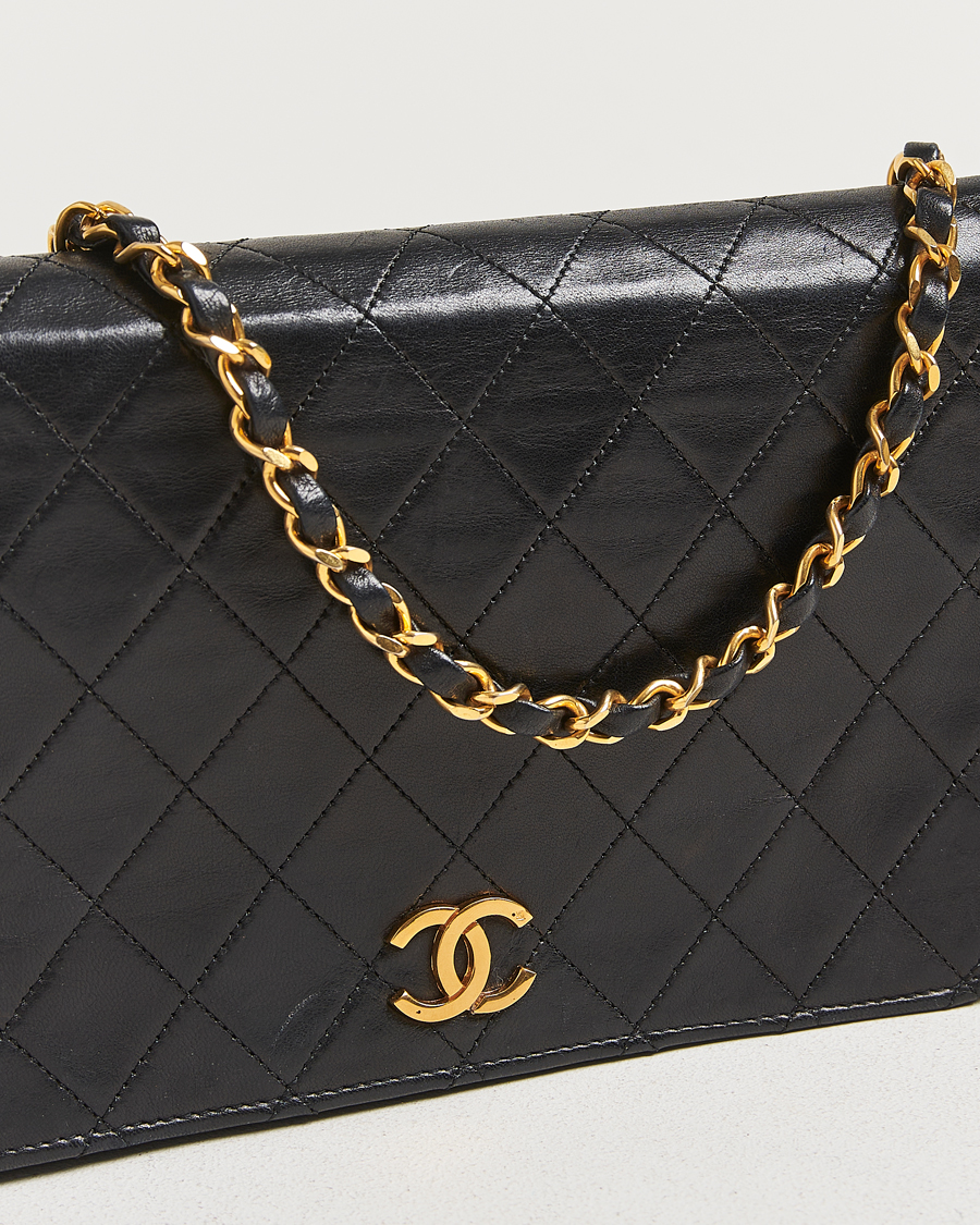Hombres | Chanel Pre-Owned Single Full Flap Chain Shoulder Bag Black | Chanel Pre-Owned | Single Full Flap Chain Shoulder Bag Black