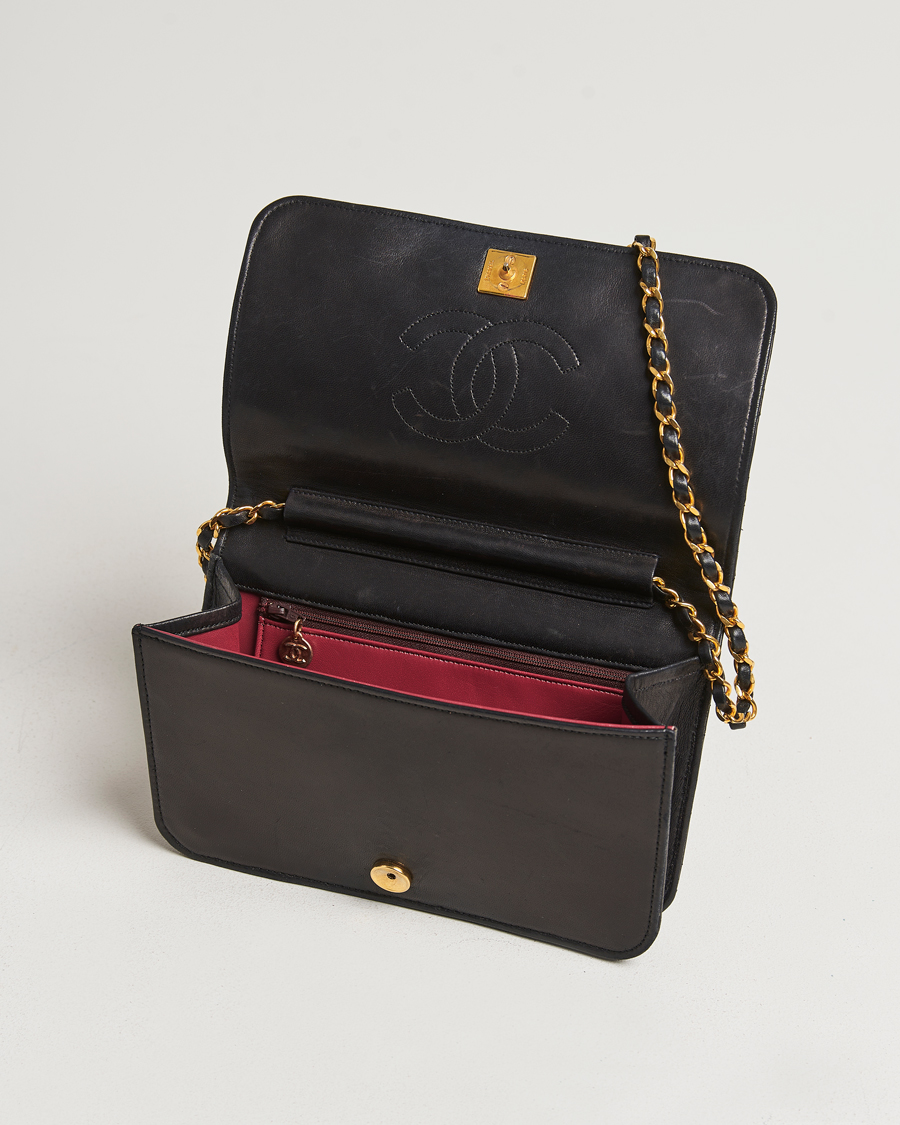 Hombres | Chanel Pre-Owned Single Full Flap Chain Shoulder Bag Black | Chanel Pre-Owned | Single Full Flap Chain Shoulder Bag Black