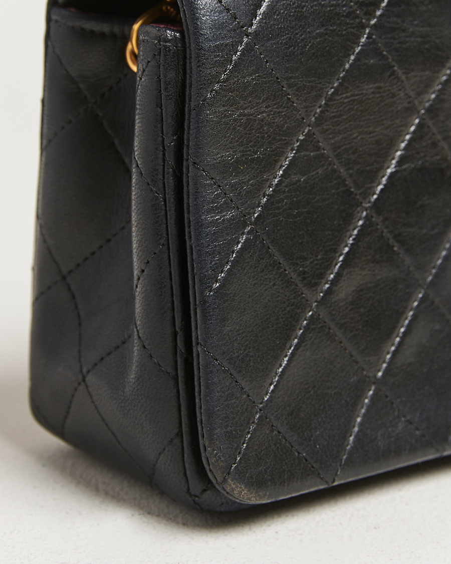 Hombres | Chanel Pre-Owned Mini Single Full Flap Bag Black Lambskin | Chanel Pre-Owned | Mini Single Full Flap Bag Black Lambskin