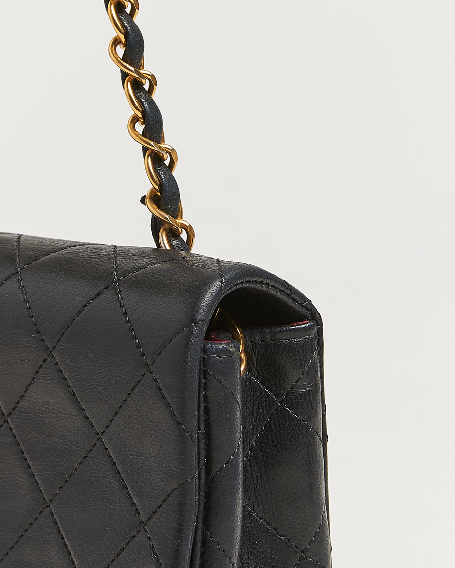 Hombres | Chanel Pre-Owned Mini Single Full Flap Bag Black Lambskin | Chanel Pre-Owned | Mini Single Full Flap Bag Black Lambskin