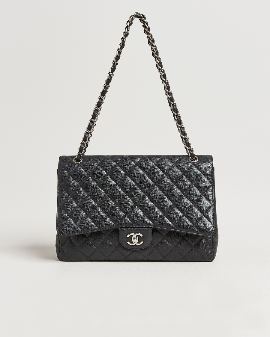 Hombres | Chanel Pre-Owned Classic Single Flap Maxi Black Caviar | Chanel Pre-Owned | Classic Single Flap Maxi Black Caviar