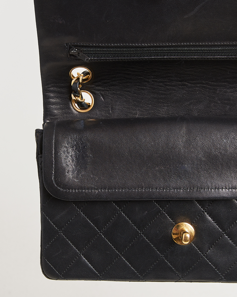 Hombres | Chanel Pre-Owned Matelassé Small Double Flap Bag Black Lambskin | Chanel Pre-Owned | Matelassé Small Double Flap Bag Black Lambskin