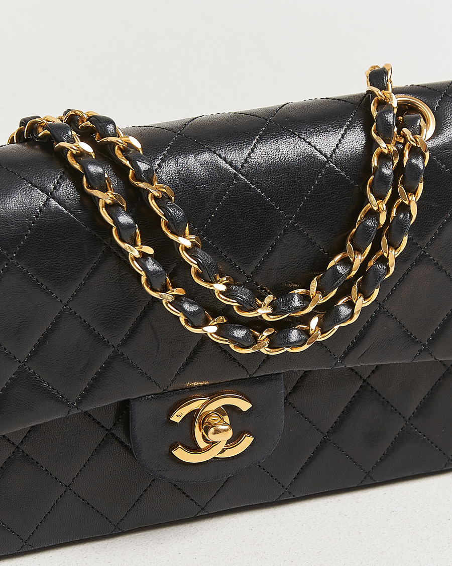 Hombres | Chanel Pre-Owned Matelassé Small Double Flap Bag Black Lambskin | Chanel Pre-Owned | Matelassé Small Double Flap Bag Black Lambskin