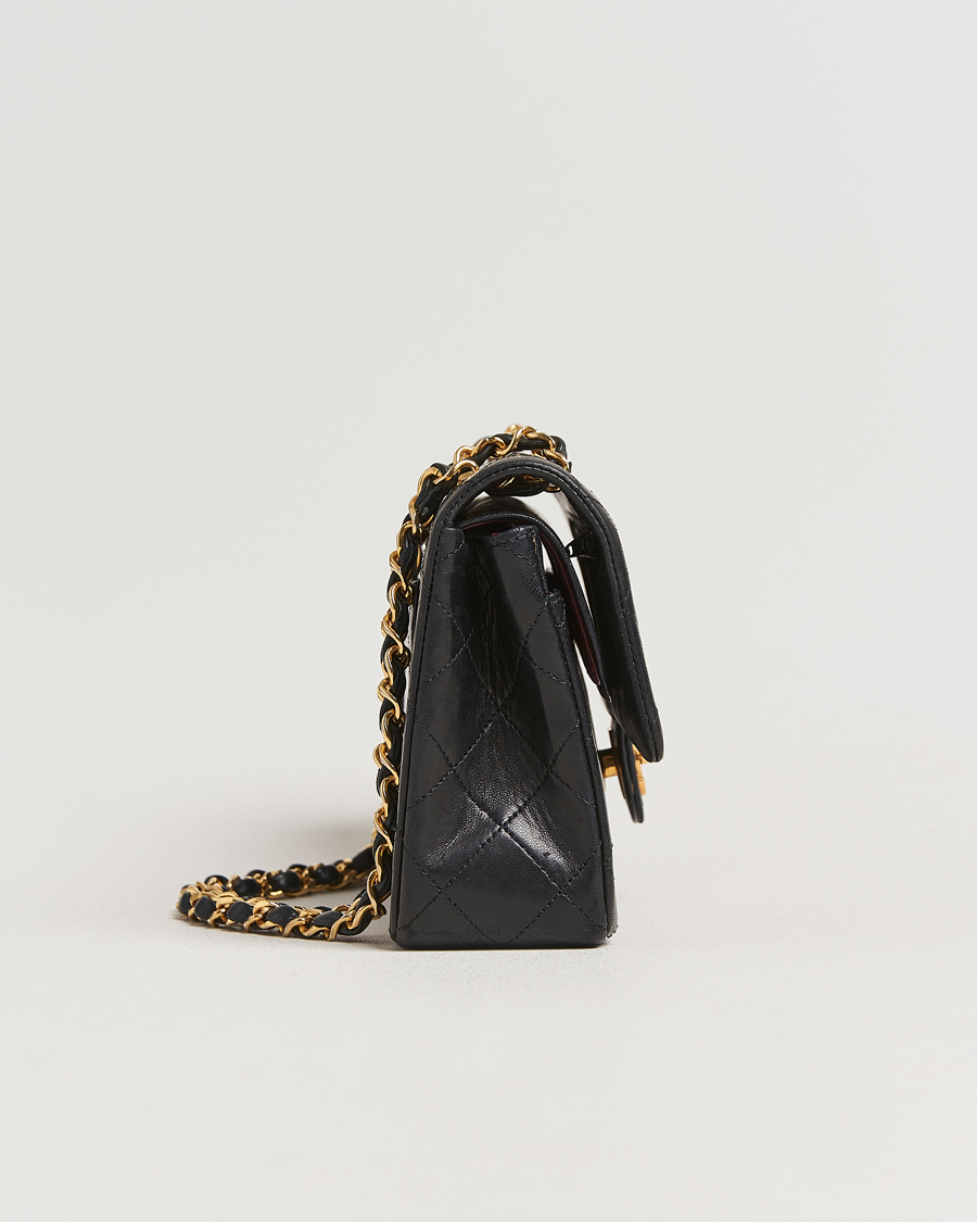 Hombres | Chanel Pre-Owned Matelassé Small Double Flap Bag Black Lambskin | Chanel Pre-Owned | Matelassé Small Double Flap Bag Black Lambskin