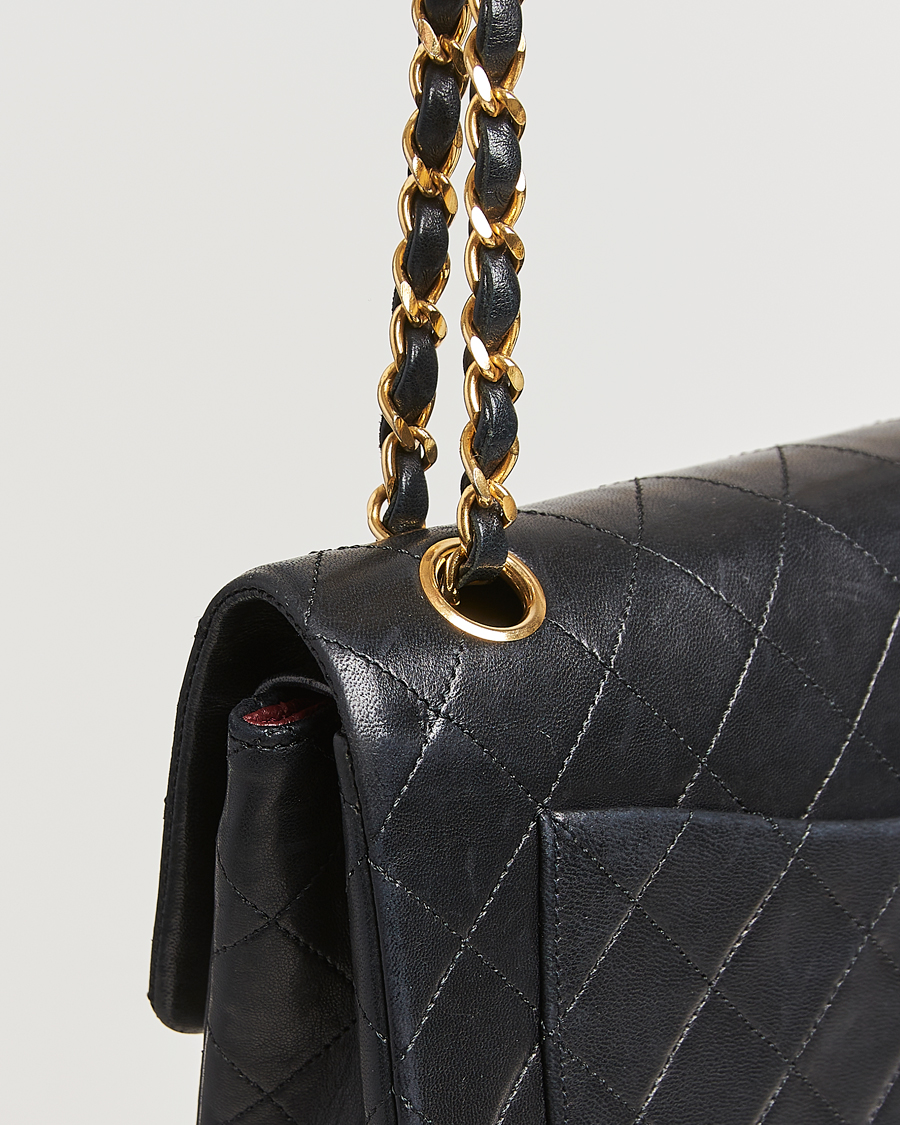 Hombres | Chanel Pre-Owned Matelassé Small Double Flap Bag Black Lambskin | Chanel Pre-Owned | Matelassé Small Double Flap Bag Black Lambskin