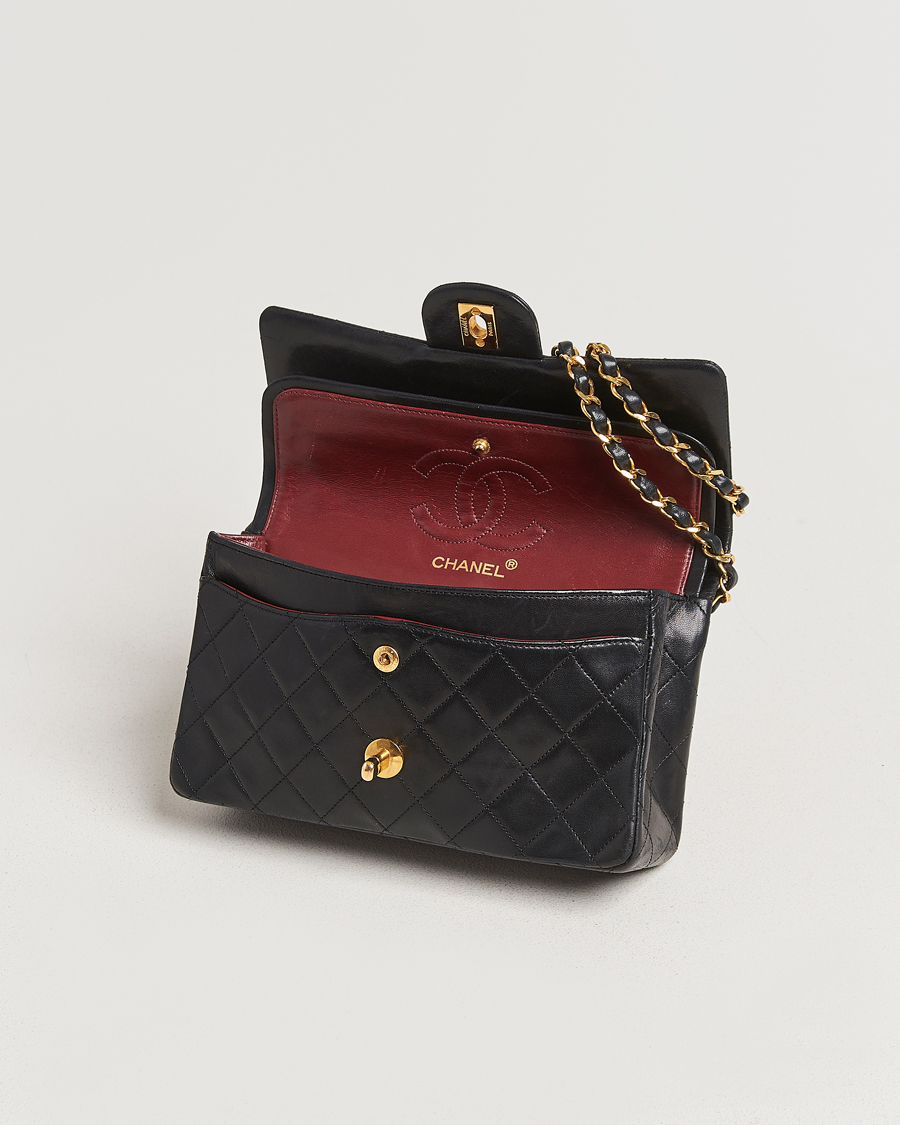 Hombres | Chanel Pre-Owned Matelassé Small Double Flap Bag Black Lambskin | Chanel Pre-Owned | Matelassé Small Double Flap Bag Black Lambskin