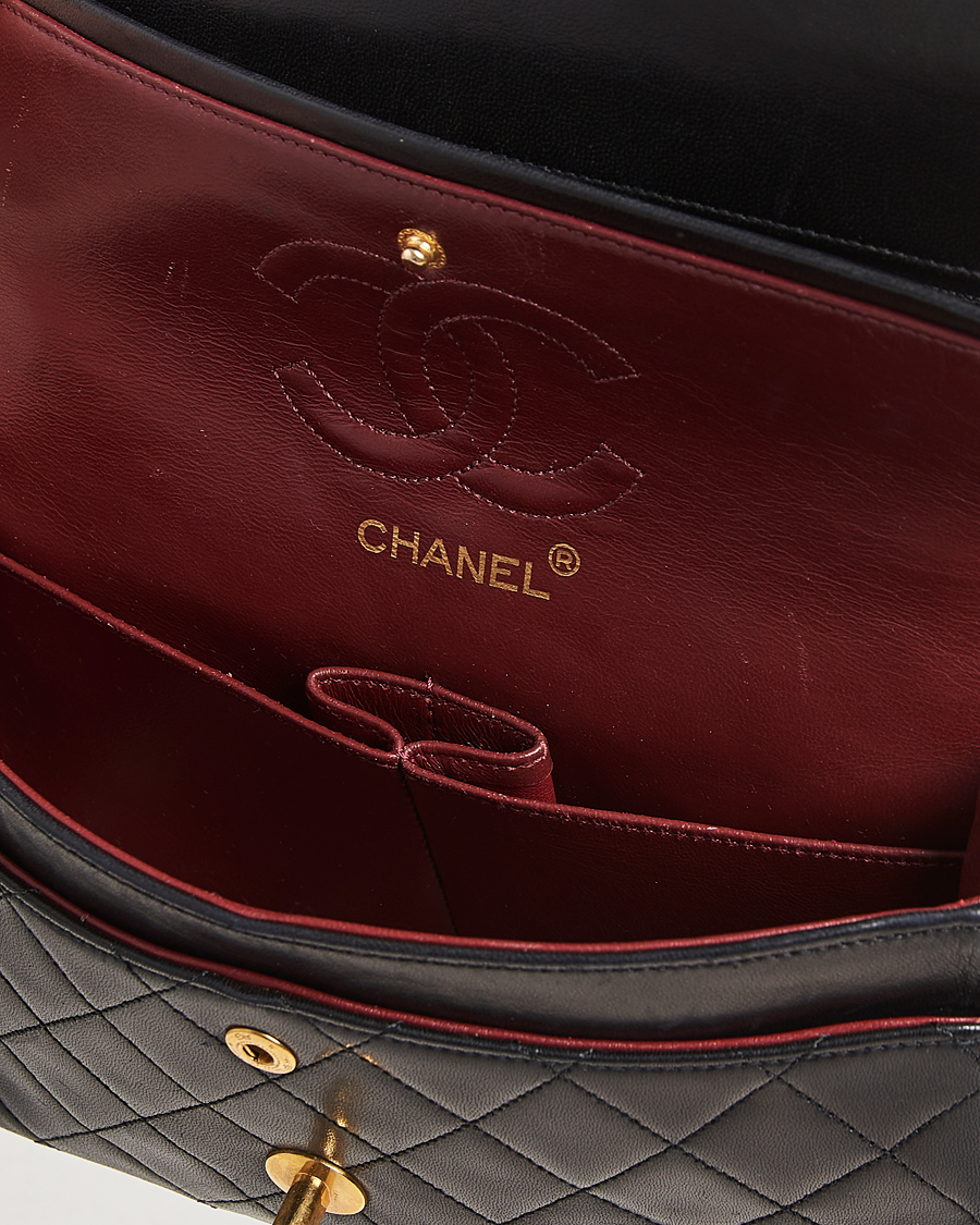 Hombres | Chanel Pre-Owned Matelassé Small Double Flap Bag Black Lambskin | Chanel Pre-Owned | Matelassé Small Double Flap Bag Black Lambskin